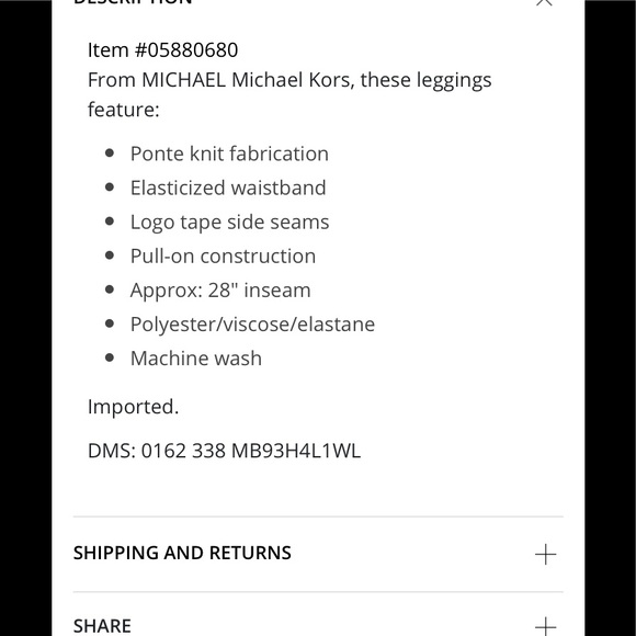 MICHAEL KORS SIDE LOGO LEGGINGS - Picture 5 of 5